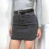 Retro High-Waisted Denim Skirt
