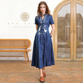 Summer New Vintage Embroidery Denim Dress