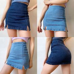 Denim Split Skirt
