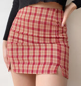 Red Cara Plaid Skirt