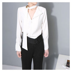 White Cropped Off-The-Shoulder Shirt
