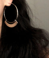 Oversize Silk Sterling Silver Alloy Hoop Earrings