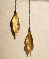 Simple Gold Sterling Silver Overgild Leaf Drop Earrings