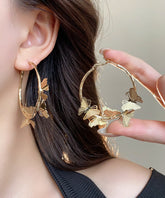 Vogue Gold Sterling Silver Overgild Butterfly Circular Hoop Earrings