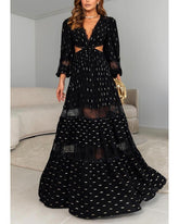 Deep V lace-up dress