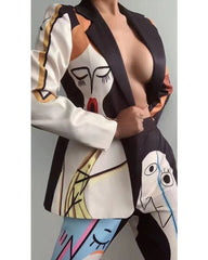 Personalized casual lapel print suit