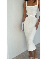 Knit halter dress with halter waist