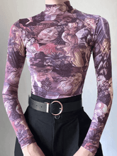All Over Print Mock Neck Long Sleeve Tee