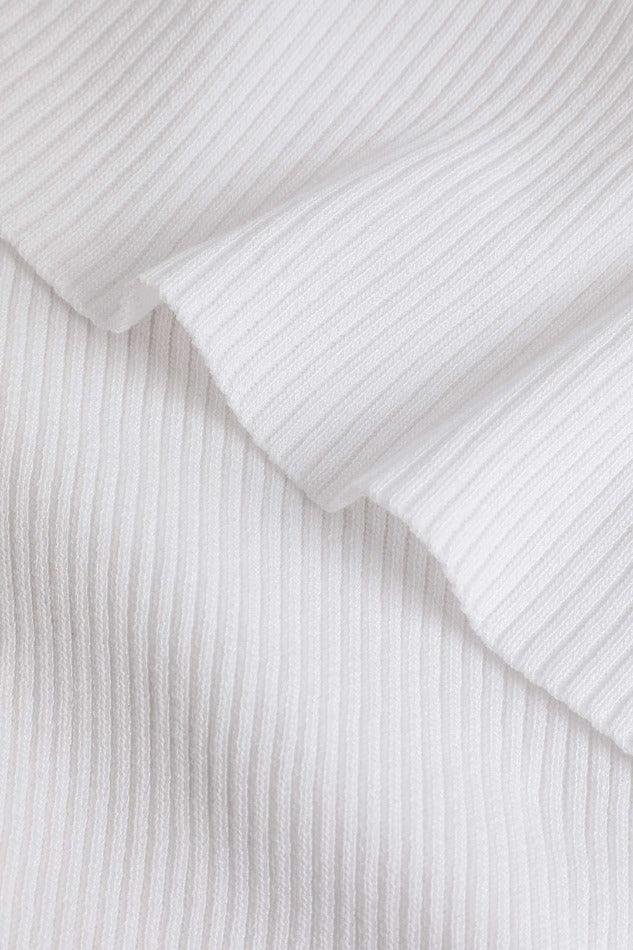 Asymmetric Shoulder Rib Knit Short Sleeve T-Shirt