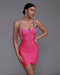 Rhinestone Tassels Mini Bandage Dress