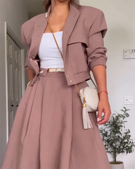 Long Sleeve Coat Skirt Two Piece Suit