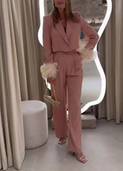 Casual features plush suit female