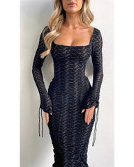 Fall one-neck long-sleeved dress
