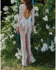 backless see-through with big bow dress