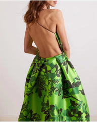 Printed backless pompadour dress