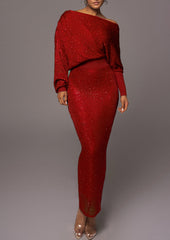 Diagonal shoulder knitted suit woman