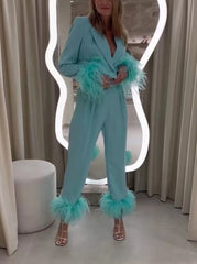 Casual features plush suit female