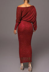 Diagonal shoulder knitted suit woman