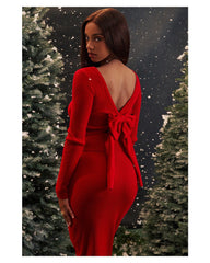 Red bow halter suit skirt dress