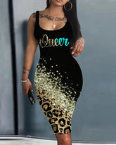 Print Sleeveless Bodycon Dress