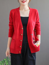Vintage Printed Kniting Loose Sweater Outwear