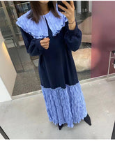 Loose College Style Pleated Maxi Dress