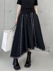 Irregular Clipping Roomy Elasticity Fringed Split-Joint Skirts