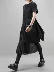 Stitching Cropped Pleats Culottes