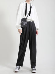 Women Solid Color Slimming Loose Wide Leg Casual Pants