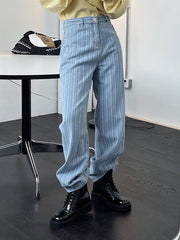 Striped Simple Denim Loose Pants