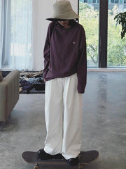 Loose Embroidered Long Sleeve Round-Neck T-Shirt