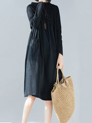 Solid Pocket Loose Mini Dress