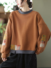 Splicing Collision Color Round Neck Sweatshirt