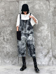 Loose Print Zipper Sleeveless Casual Jumpsuit