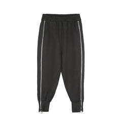 Women Zipper Elastic Waist Casual Pants