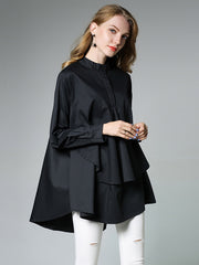 Solid Color Loose Ruffle Casual Blouse