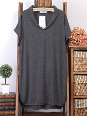 Fashion Solid Batwing Sleeve T-Shirts Tops