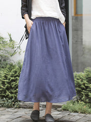 Casual Simple Solid Color Retro Skirts