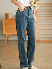 Loose Retro High Waist Button Straight Casual Pants