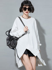 Personalized Round Neck Irregular Long Sleeve Top