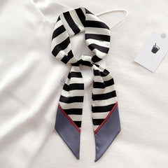 Striped Silk Scarf Decorated Headband Small Scarf