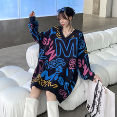 Casual Printed Loose Sweater Dress