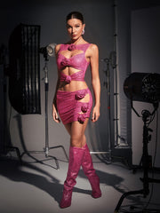 Archer Rhinestone Cutout Mini Dress In Pink