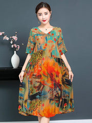 Casual Colorful Silk Long Dress