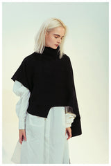 High Neck Shawl Sweater Long Shirt Dress Two-Piece Suit