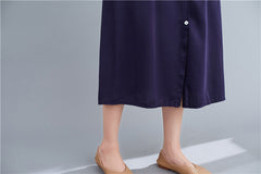 Women Simple Solid Color Cardigan Midi Dress