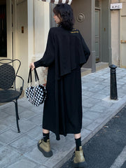 Vintage Back-Embroidered Long Sleeves Midi Dress