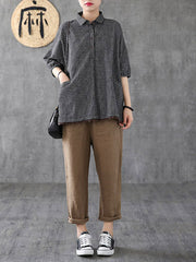 Artistic Retro Plaid Lace Blouse Tops
