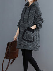 Women Loose Hooded Plus Velvet Padded Dress