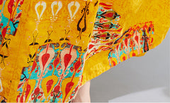 Loose Ethnic Printed Split-Joint Midi Dress